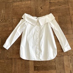 Tibi white off the shoulder button down. Never worn.
